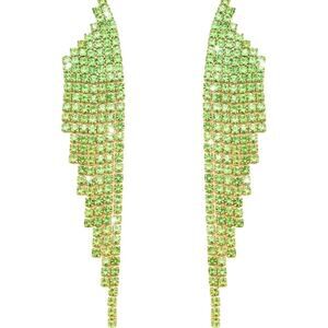 Lime Rhinestone Drop Earrings Sterling Silver Post*